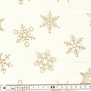 クリスマス生地(布)クリスマスモチーフ 雪の結晶柄 飛び柄 大(オフホワイト)