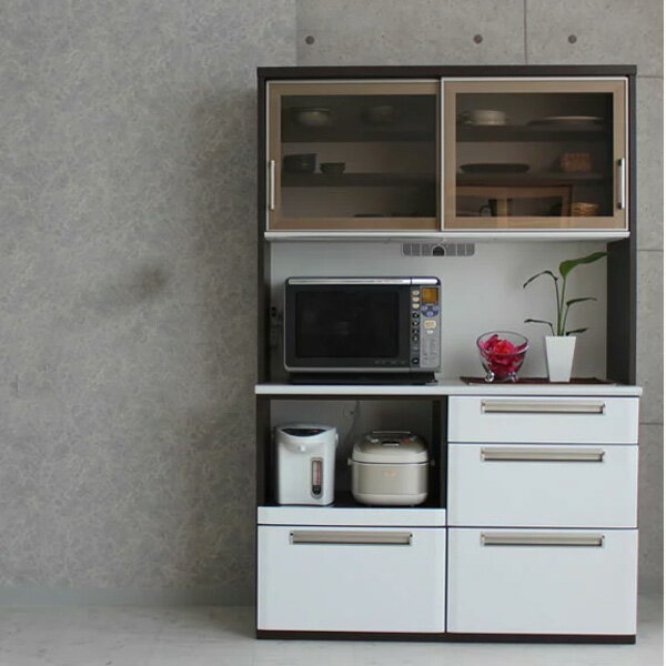 【家具】 【日本製】 食器棚 オープンボード 幅120cm レンジ台 キッチンボード キッ…...:c-style:10006458