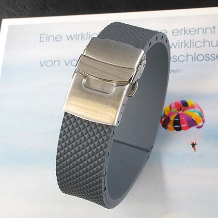 イタリー製　ラバーベルト　 Dバックルモデル　グレイ　腕時計 時計送料無料 時計ベルト 腕時計