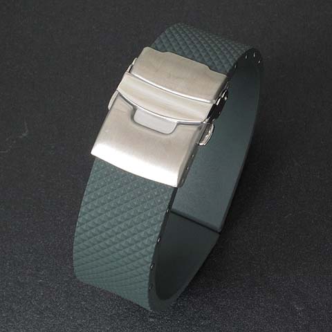 イタリー製　ラバーべルト　 Dバックルモデル　ダークグレイ　天然ラバー素材使用、快適で肌にも優しい！腕時計 時計