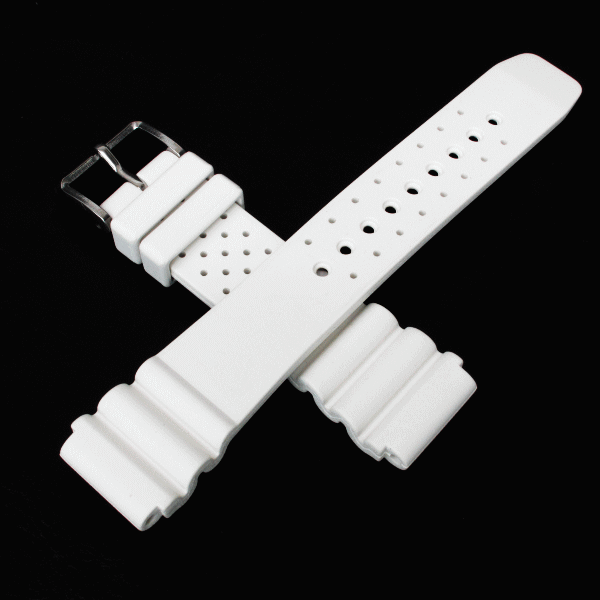 イタリー製　ラバー（天然ゴム）ダイバー用ベルト　ホワイト　22ミリ　 腕時計 時計