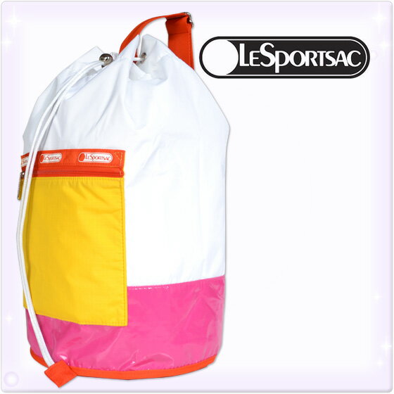 LeSportsac[7951-4100]レスポートサック　カラーブロックドビーチリュックサック　サンファン[ColorBlockedBeachRUCKSAC SunFun][レスポバックパック][ピンクホワイトオレンジ]【路面店限定】[5,250円以上で送料無料]【レスポセール】【60％off】【激安】【即納】【LeSportsac】レスポートサックたすき掛けリュックサック/ショルダーバッグ