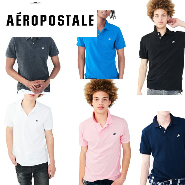 【売り尽くし】[再入荷]Aeropostale　エアロポステール　メンズ半袖<strong>ポロシャツ</strong>　無地　鹿の子POLO インポート黒グレー白　無地ポロ <strong>ワンポイント</strong>　刺繍【ラストSALE】