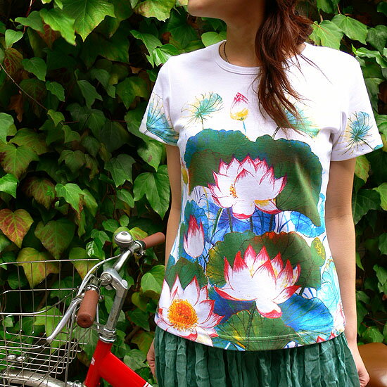 【和柄半袖・プリントTシャツ】花鳥風月・蓮百夜 [T-W015-120]【マラソン201207_ファッション】