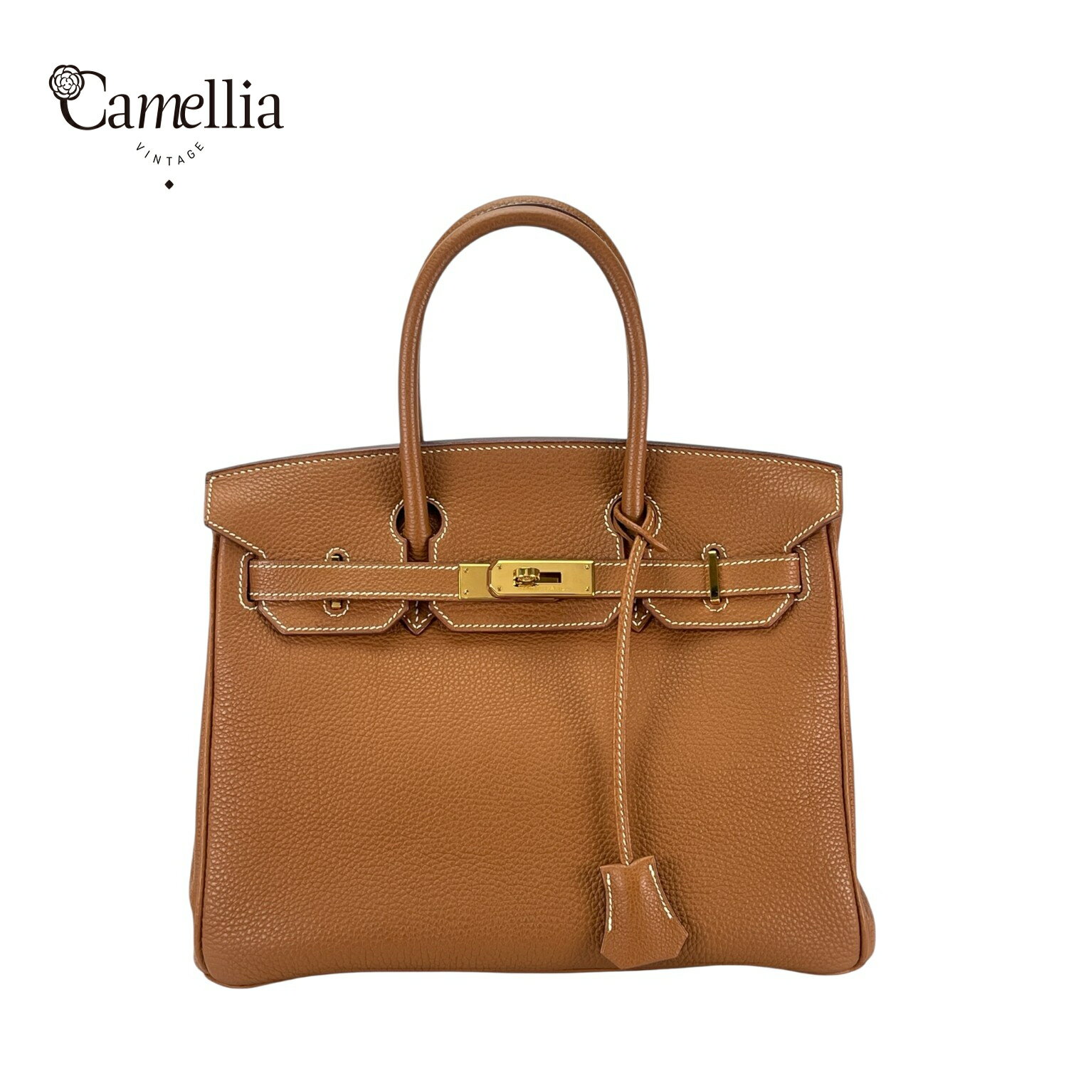 【中古】HERMES エルメス バーキン30 ハンドバッグ ゴールド トゴ□H刻印2004 ゴールド金具