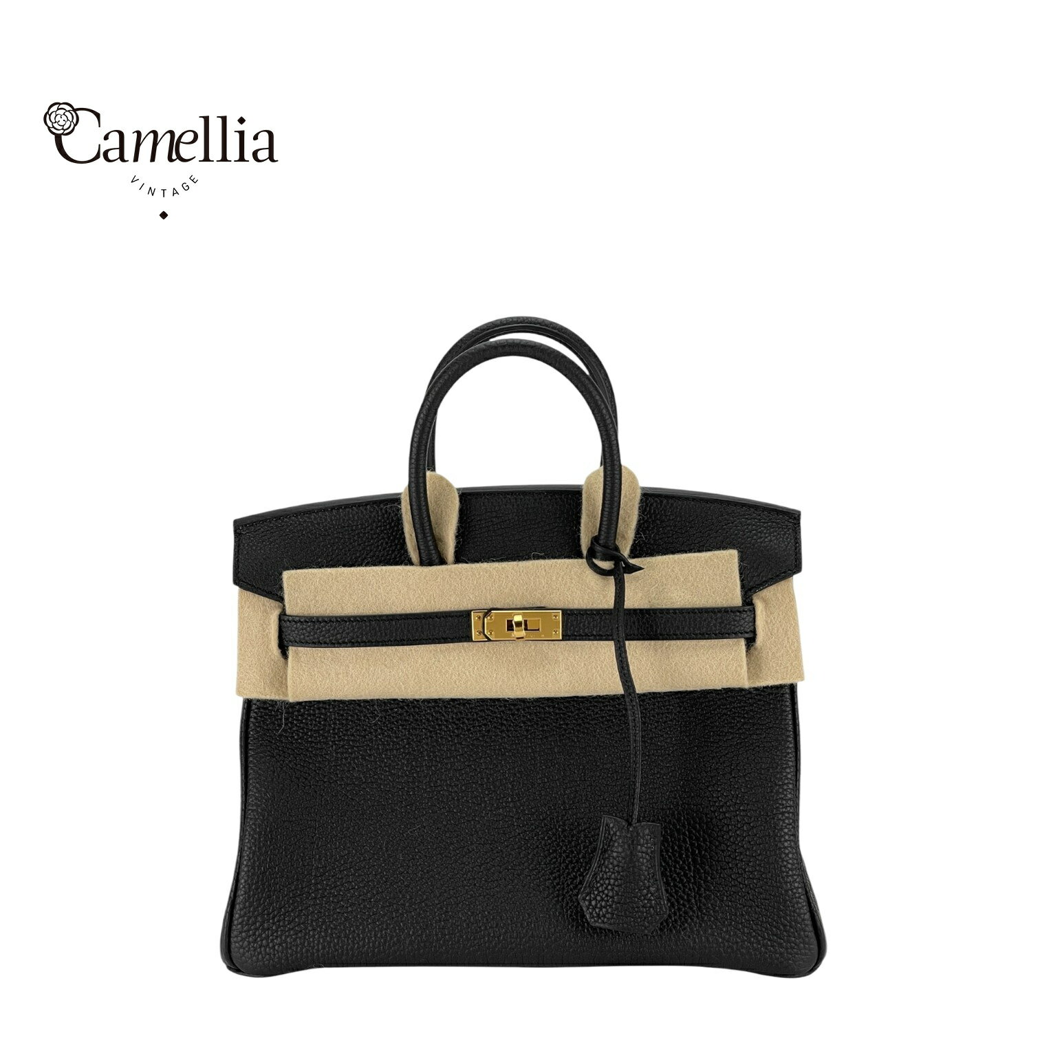 【中古】HERMES エルメス バーキン25ハンドバッグ トゴ ブラック W刻2024年 ゴールド金具