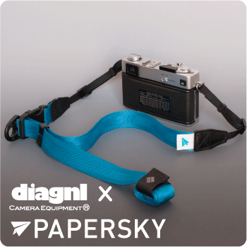 ＜公式＞diagnl×PAPER SKY×photoback / Ninja Camera Strap(ニンジャカメラストラップ）25mm cyan blue{カメラストラップ ミラーレス}{一眼レフ}{コンデジ}{カメラストラップ 日本製}{速写}{斜めがけ}{細め}