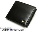 トミーヒルフィガー TOMMY HILFIGER 財布 メンズ 二つ折り財布 二つ折財布 本革 レザー ロゴ ブランド ブラック SAIFU さいふ サイフ Men's