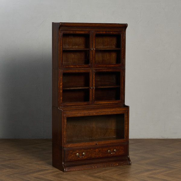 英国クラシック スタッキングブックケース IZ97105C★英国 クラシック 3段 ロイヤーズブックケース イギリス オーク 楢 フラップ扉 本棚 引き出し 木製 #97105