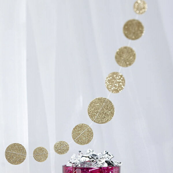 【Gingerray】ロンドンから届いたコンフェッティガーランド　ラメが落ちないグリッターゴールド　サークル　5メートル