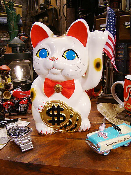 アメリカ版招き猫 ダラーキャット ■ アメリカ雑貨 アメリカン雑貨 インテリア 置物 飾り 雑貨 インテリア雑貨 小物 プレゼント 誕生日 おもしろ雑貨 おもしろグッズ 面白