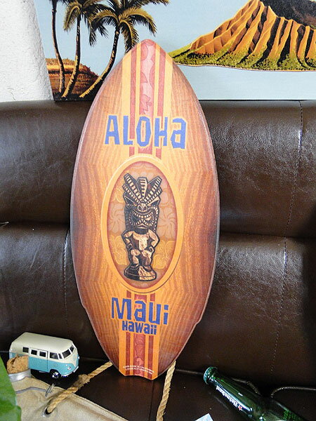 ミニサーフボード(ティキ・マウイ) ■ こだわり派が夢中になる! 人気のアメリカ雑貨屋 アメリカ 雑貨 おしゃれ インテリア 小物 オブジェ 置物 おもしろ かわいい ハワイ雑貨 ハワイアン雑貨 プレゼント バリ雑貨 アジアン雑貨 かっこいい男の部屋