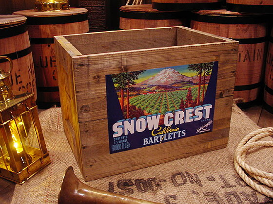 クレートラベルボックス Lサイズ NO.3 SNOW CREST ■ アンティーク風木箱 …...:candytower:10001568