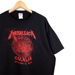 大きいサイズ メンズUS-XLサイズ 00's METALLICA 半袖両面プリントTシャツ SHOW YOUR SCARS ツアーT ブラック クルーネック 胸囲約126cm ビンテージ バンド メタル ロック アメリカ古着 USED BIGサイズ t-1956n【中古】