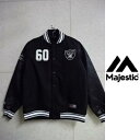 Majesticメルトンxフェイクレザーススタジアムジャンパー(スタジャン)NFL(オークランドレイダース)Oakland Raiders☆マジェスティックNM23-OLR-0011