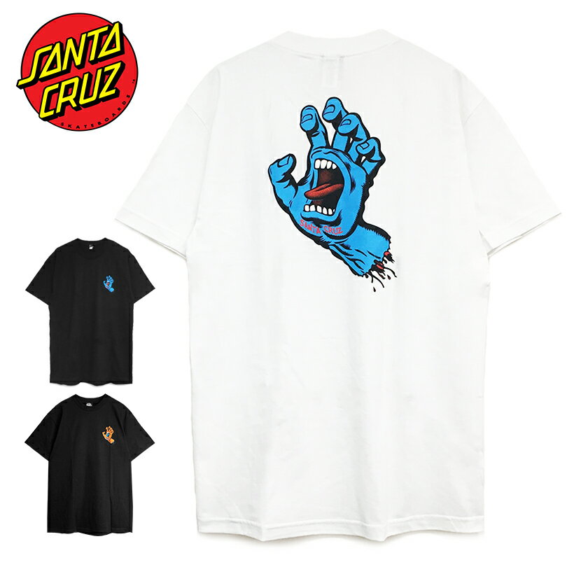 <strong>サンタクルーズ</strong> <strong>Tシャツ</strong> SANTA CRUZ SANTACRUZ メンズ レディース ゆうパケット 半袖 ブラック ホワイト SCREAMING HAND TEE スクリーミングハンド ロゴ トップス ストリート スケート