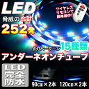 62％off【4800円】完全防水｜RGB-LED252発搭載｜アンダーネオンチューブ【C】｜120cm×2本／90cm×2本｜計4本｜パターン15種類｜電装｜イルミネーション｜LEDカラー｜FJ1000【最短翌日発送可能】％OFF