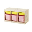 ★送料無料★【IKEAイケア】トロファスト 子供用家具TROFAST収納コンビネーションパイン材/イエロー/ピンク PY-Y3P3