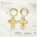 K18クロスチャーム (18金 18k ゴールド製)(czck)(写真フープピアスは別売りです)