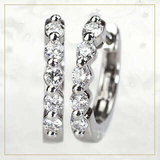 プラチナ中折れ式ダイヤフープピアス(0.34ct)（14mm）(sb0056pt)