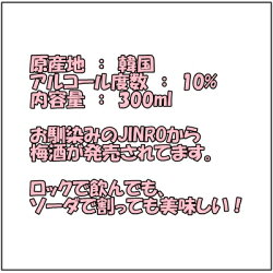 韓国・JINRO梅酒(アルコール度数10%)内容量300ml