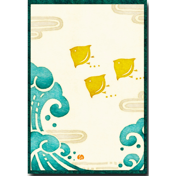 和風イラストポストカード「波千鳥」日本の風景 絵葉書...:card-shop:10000728
