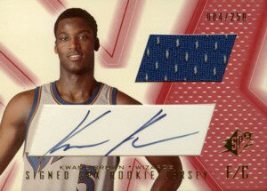 Kwame Brown 2001/02 SPx Signed Rookie Jersey 250枚限定！