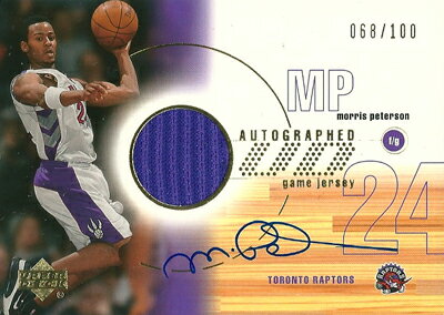 モリス・ピーターソン NBAカード Morris Peterson 01/02 Upper Deck Game Jerseys Autographs 068/100