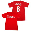 ライアン ハワード MLB ネーム＆ナンバー Tシャツ フィラデルフィア フィリーズ #6/レッド (Ryan Howard)