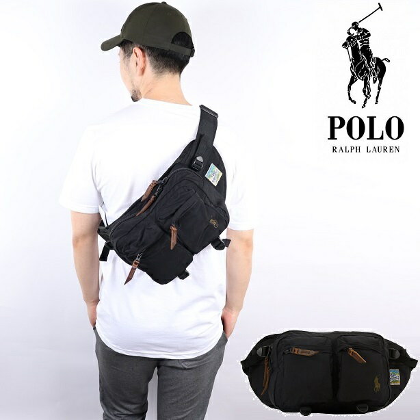 Polo Ralph Lauren �|�������t���[���� �o�b�O �{�f�B�o�b�O �E�G�X�g�o�b�O�T�R�b�V�� �V�����_�[�o�b�O �����Y ���f�B�[�X �u���b�N PoloRalphLauren