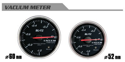 BLITZ (ブリッツ）RACING METER SD (レーシングメーターSD)52φバキューム計　（電子式）【ホワイト照明】