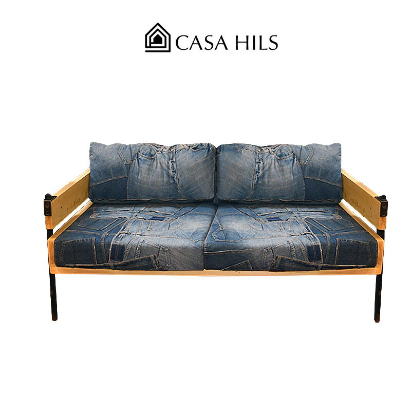 2人掛け パッチワークデニム ソファ CA2018 2P (CASA HILS / カリフォルニア Style / California / サーフスタイル /サーファー / sofa / ソファー / デザイン家具)
