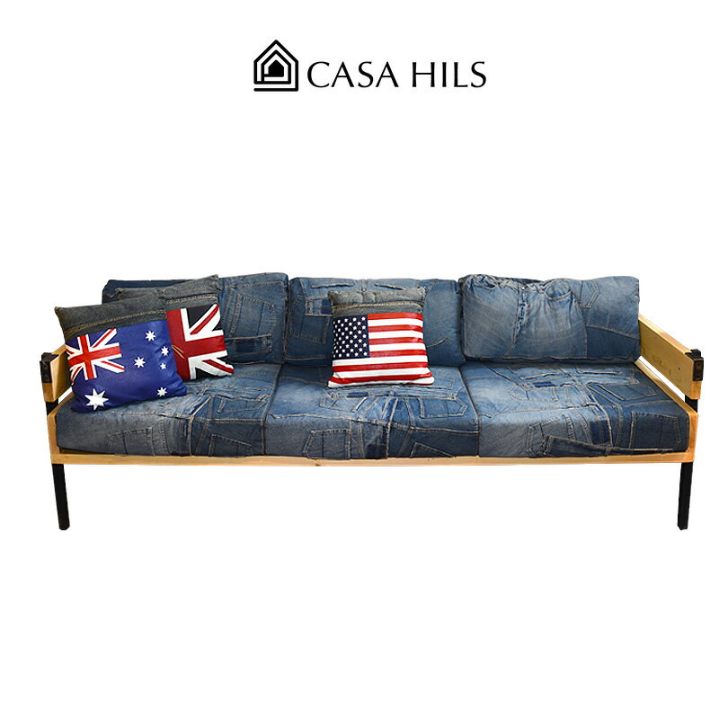 3人掛け パッチワークデニム ソファ CA2018 3P (CASA HILS / カリフォルニア Style / California / サーフスタイル /サーファー / sofa / ソファー / デザイン家具)