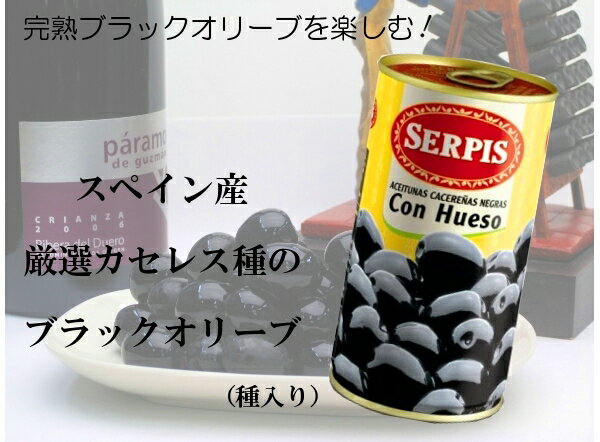 Serpis セルピス　ブラックオリーブ（種入り）スペイン産の厳選カセレス種オリーブの実！