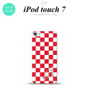 iPod touch 第7世代 ケース 第6世代 ハードケース スクエア 赤 白 +アルファベット nk-ipod7-133i