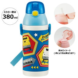 [5月5日 P15倍]♪ <strong>水筒</strong> キッズ ストロー ステンレス ボトル ワンタッチ <strong>保冷</strong> 380ml 約400ml かわいい SSPV4 スケーター【キャラ ショルダー 子供 ワンプッシュ ワンタッチオープン 子どもプラレール Plarail 電車 新幹線 男の子 男子】