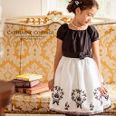 子供ドレス 王冠とリボンと薔薇のモノトーンフロッキ