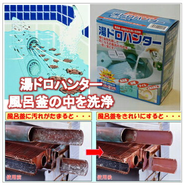 【湯ドロハンター】（2箱組）湯ドロ、湯アカをドバッと追い出して風呂釜の中を洗浄、除菌、除臭します！