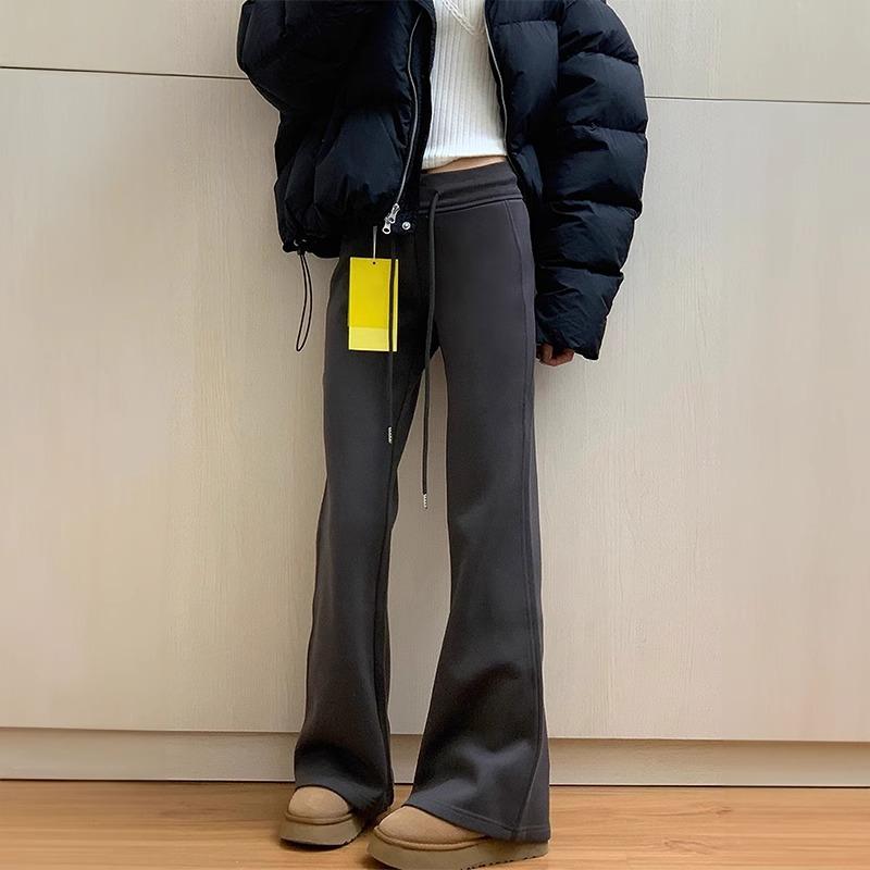 女の子 女児 キッズ ジュニア ガールズ 小学生向け 韓国風 韓流ファッション 春秋シーズン 微フレア 裾広がり 細身 スリム フィット ベルボトム フレアパンツ ラッパズボン カジュアル リラックス スウェット ジャージ ロングパンツ