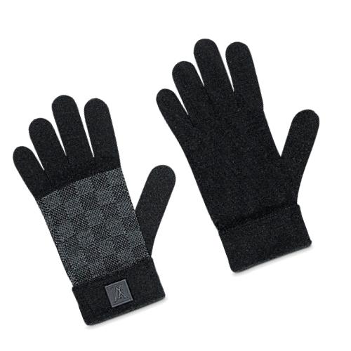 Men&#39;s Authentic LOUIS VUITTON LV Petit Damier Noir Black NM Wool Gloves Mittens | eBay