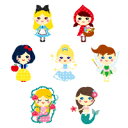 お名前シール(スタンダード アイロン伸縮 96ピース) おとぎの国のファンシープリンセス【代引不可 送料無料 クロネコDM便】 (おなまえシール ネームラベル 子供 幼児 小学生 幼稚園 女の子 入学祝い).