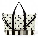 【2月限定 先得ポイント10倍キャンペーン】decor PolkaDot マチ付きレッスンバッグ polka dot large(twill・white)×narrow stripe(twill・black)