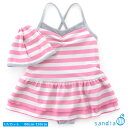 子供水着 ネック切替ボーダーワンピース sandia 【ベビー水着 キッズ水着 水着 女の子】