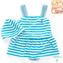 子供水着/マリンボーダーワンピース キャップ付き【ベビー/キッズ/女の子/】【80,90,100,110,120,130】【サンディア/sandia】