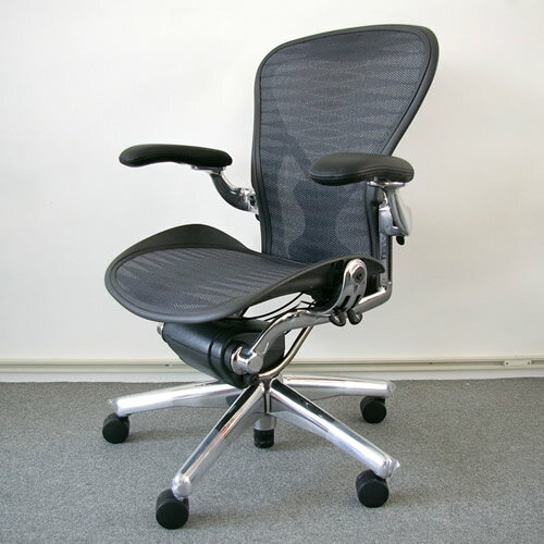 AE-13 Herman Miller ハーマンミラー アーロンチェアポリッシュドアルミニウムベース ポスチャーフィットフル装備 Bサイズ 張地 タキシード ブルーブラック【送料無料】【正規販売店・安心保証】