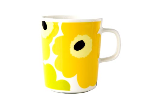 「国内正規販売店」marimekko マリメッコ マグカップ UNIKKO ウニッコ/ホワイト×イエロー 020 White*Lime