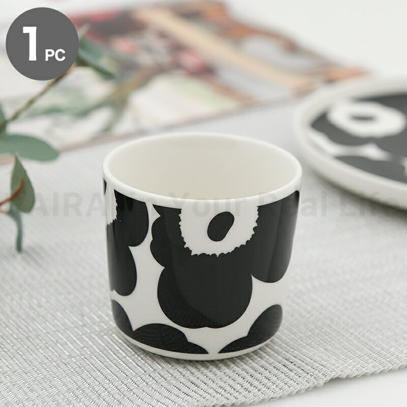 【セール30%OFF】 マリメッコ ラテマグ ウニッコ キャニスター marimekko UNIKKO コーヒーカップ ハンドルなし ブラック×ホワイト