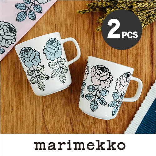 【日本限定】marimekko VIHKIRUUSU マグカップ /ピンク、ブルーグレーセット 72(390)92（980）【68411】マリメッコ ヴィヒキルース_sp10