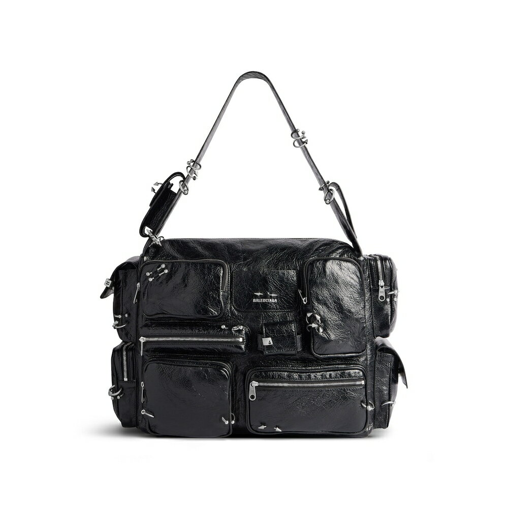 バレンシアガ BALENCIAGA メンズ SUPERBUSY ラージ スリングバッグ ピアシング【ブラック 】【送料無料】【正規品】