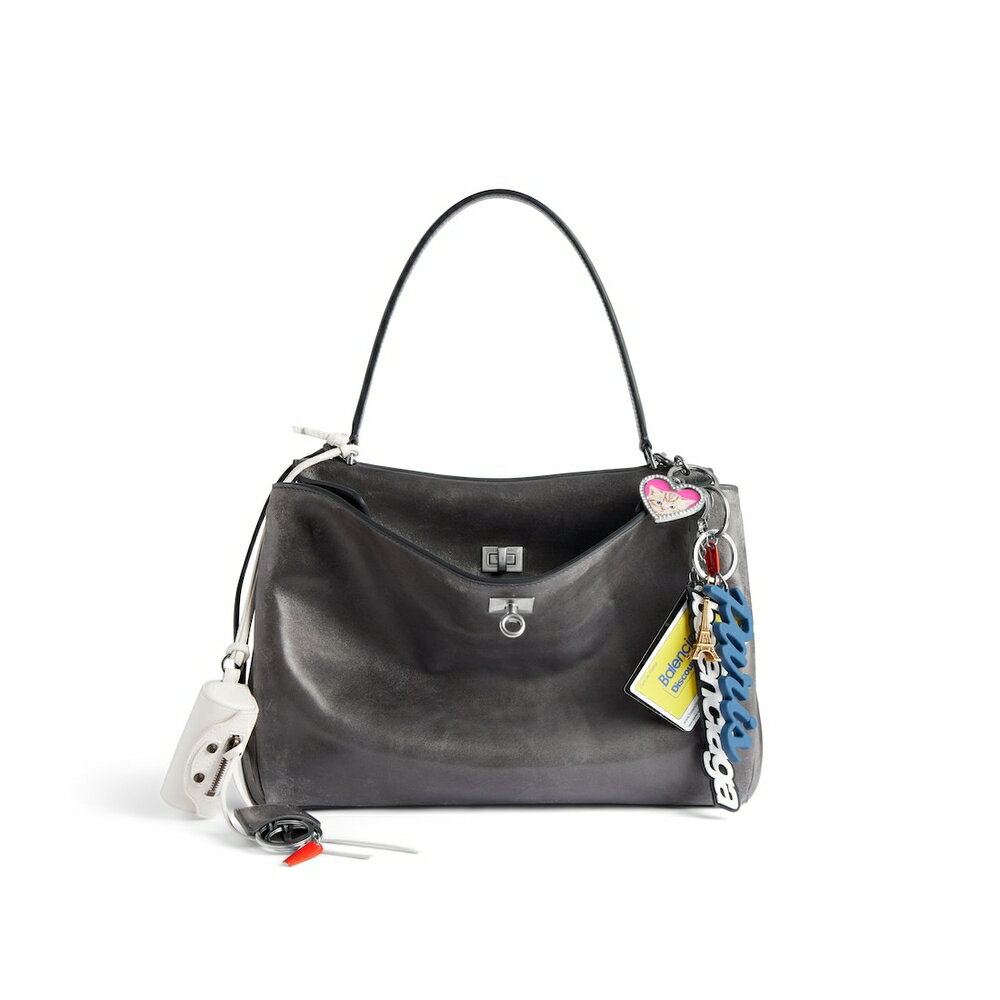 バレンシアガ BALENCIAGA メンズ RODEO ハンドバッグ ミディアム チャーム付き【グレー 】【送料無料】【正規品】
